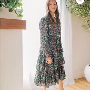 Merrick White Dress Floral Ruffle